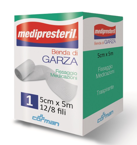 BENDA DI GARZA MEDIPRESTERIL 12/8 FU M5X5CM 12/8 FILI