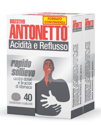 DIGESTIVO ANTONETTO ACIDITA' E REFLUSSO 80 COMPRESSE MASTICABILI 2 AST