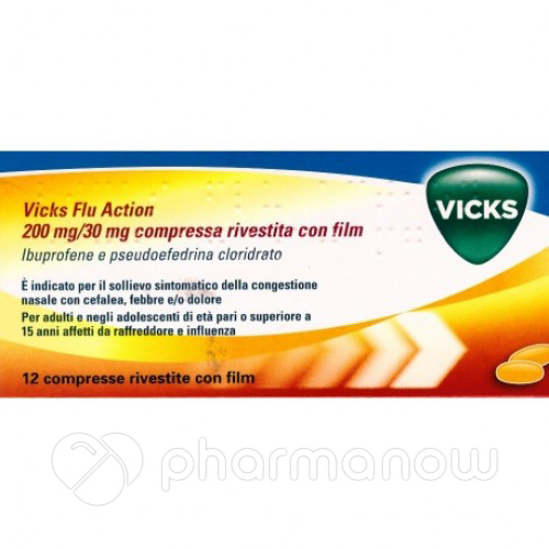 VICKS FLU ACTION*12CPR200+30MG
